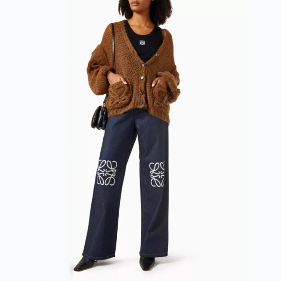 Loewe Anagram Brown Cardigan in Mohair - Picture 1 of 12